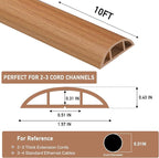 Floor Cord Cover Self Adhesive Cord Hider Floor Extension Cord Covers for Floor Power Cord Protector Cable Management Prevent Cable Trips Cable Cavity 0.51" W x 0.31" H (Light Brown Wood, 10Ft)