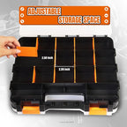 Tool Box with Transparent Lid, Double Side 34-Compartments Organizer Box with Removable Dividers for Hardware, Screws, Bolts, Nails, Beads, Jewelry and Fishing Accessories, Orange, 1 Pack