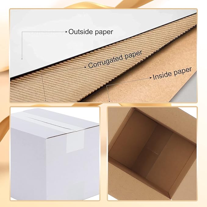 Calenzana 8x6x6 Shipping Boxes Set of 40, White Corrugated Cardboard Box for Mailing Packing Gifts Small Business