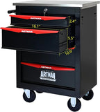 4 Drawer Rolling Tool Chest with Locker, 22.2" D Metal Movable Lockable Tool Cart Box Multi-Functional Hardware Storage Cabinet Box for Warehouse Basement Home Pantry Garage