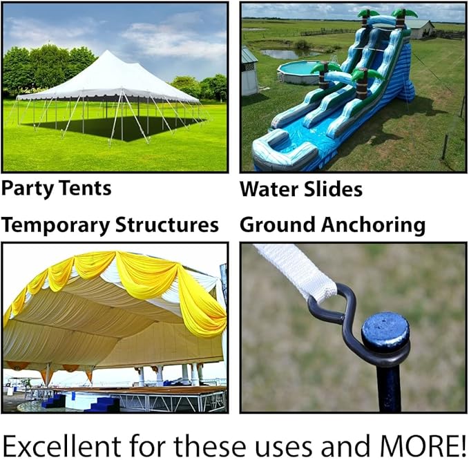 Single Head Tent Stakes - Heavy Duty Steel Tent Stakes, Versatile Ground Spikes to Anchor Commercial Inflatables, Party Tents, and Outdoor Camping Shelters, 1 x 40 Inch, 10-Pack
