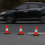 6 Pack 12" Inch Orange PVC Traffic Cones with Heavy-Duty Base, High-Visibility All-Weather Safety Cones for Road Construction, Parking Lot, and Garage Use (6, Orange, 12" Small)