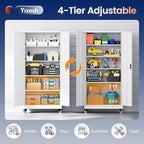 Yizosh Metal Garage Storage Cabinet with Locking Doors and Adjustable Shelves,- 75" Rolling Steel Tool Cabinet for Home Office,Garage,Warehouse