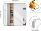 FORBATH 30x30 Inch Silver Bathroom Mirror for Over Sink, Large Square Wall Mirror with Metal Frame, Rounded Corners for Bathroom, Bedroom, Entryway Decor (Horizontal or Vertical)