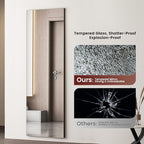 Kosmonia 64x21 Frameless Full Length Silver Coating Mirror w/Distortion Free, HD Reflection &Anti Desilvering, Tempered Glass & Shatter Proof Film Doubling Safety, Easy Setup w/Stand, Wall/Standing