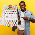 JinRuiKJ Poly Mailers with Handle 12x15.5 Inch 50 Pcs, Easy to Carry Packaging Bags for Small Business, Thank You Shipping Bags with Self Adhesive Strip, Tearproof and Waterproof - White Polka Dot