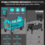 LEVELEVE Heavy Duty Folding Wagon - 2-in-1 Collapsible Cart, 650lb Capacity, All-Terrain Wheels w/Brakes & Side Pockets