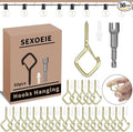 50 PCS Gold Eye Screw Hooks for Hanging Heavy Duty with Safety Buckle.Metal Ceiling Hooks for Hanging Plants Cup Wind Chime Bird Feeders Patio Lights at Indoor&Outdoor