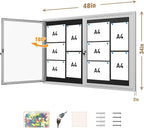 Mifuro 48"x34" Enclosed Bulletin Board, Outdoor Lockable Weather-Resistant Aluminum Cork Noticeboard for School & Office, Silver Frame w/Black Flet