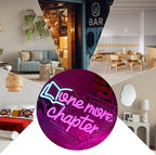 One More Chapter Neon Sign Read Book Neon Light for Wall Decor Dimmable Pink Letter Reading LED Neon Sign for Study,Library,Book Shop,Classroom Decoration