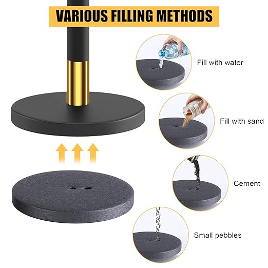 kaiyomi 6Pcs Stanchions with Black Velvet Ropes Set, 5 Feet Velvet Ropes and Posts Poles for Red Carpet Party Decoration and 360° Photo Booth (Golden & Black)