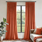 MIULEE Terracotta Velvet Curtains 90 inches Long, Pinch Pleated Blackout Fall Drapes with Hooks, Thermal Insulated Pinch Pleat Panels for Bedroom Living Room, 2 Panels