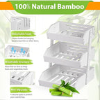 Bamboo Fruit Basket for Kitchen– 3 Tier Fruit Bowl For Kitchen Counter, Large Fruit Holder With Banana Hangers, Idea For Vegetable Storage, Bread Display, Snack Organizer(White)