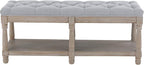 Kmax Storage Entryway Bench Tufted Shoe Rack Bench Wood Window Bench for Hallway Entrance Bedroom Corner, Gray