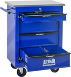 4 Drawer Rolling Tool Chest with Locker, 22.2" D Metal Movable Lockable Tool Cart Box Multi-Functional Hardware Storage Cabinet Box for Warehouse Basement Home Pantry Garage