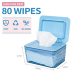 Wipes Dispenser, One-Handed Operation Wipe Holder for Baby & Adult, Seal-Designed Wipes Container for Bathroom Keep Diaper Wipes Fresh (Blue)