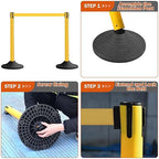 6 Pack Yellow Crowd Control Stanchions with 10FT Belts and Rubber Base, Queue Barrier Posts for Events, Stores, and Public Safety