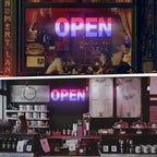 LED Open Signs for Business, 30"x10" Dimmable Brightness Large Electric Light Up Sign, Hanging Installation for Store Restaurant Office Bar Hotel Salon (Red&White&Blue)
