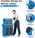 5-Drawer Rolling Metal Tool Storage Cabinet with Detachable Top Tool Box, for Garage Workshop - Blue