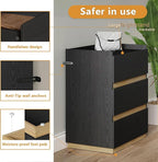 Large Modern Nightstand Black Bedside Table, 3 Drawer Dresser Wood Stackable Storage Drawers for Clothes for Closet, Bedroom, 24"x16"x29"