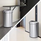 EKO Urban 21 Gallon Semi-Round Open Top Waste Bin, Stainless Steel Half Round Commercial Trash Can for Indoor and Outdoor, Extra Large Metal Garbage Bin for Home, Office, Restaurant, Restroom, 80L