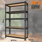 LEVELEVE 5-Tier Heavy Duty Storage Shelving Unit, 2020 lbs Capacity, Adjustable Metal Utility Shelf, 30" L x 12" W x 60" H for Garage, Kitchen, Pantry, Basement, Bathroom, Laundry