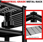 SILVEL 48.2" W Garage Shelving, 5000LBS Heavy Duty Metal Shelving, 2025 Grid Storage Shelves with 2 Side Pegboards, Industrial 5 Tier Shelves for Basement Pantry Warehouse Supermarket, 6 Pack