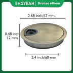 1 Pcs Desk Grommet 2-3/8" / 60 mm, Desk Cord Hole Cover, Cable Grommet Metal Zinc Alloy Materilal, Desk Hole Grommet for Home & Office Pc, Detachable Cable Cord Organizer-Bronze