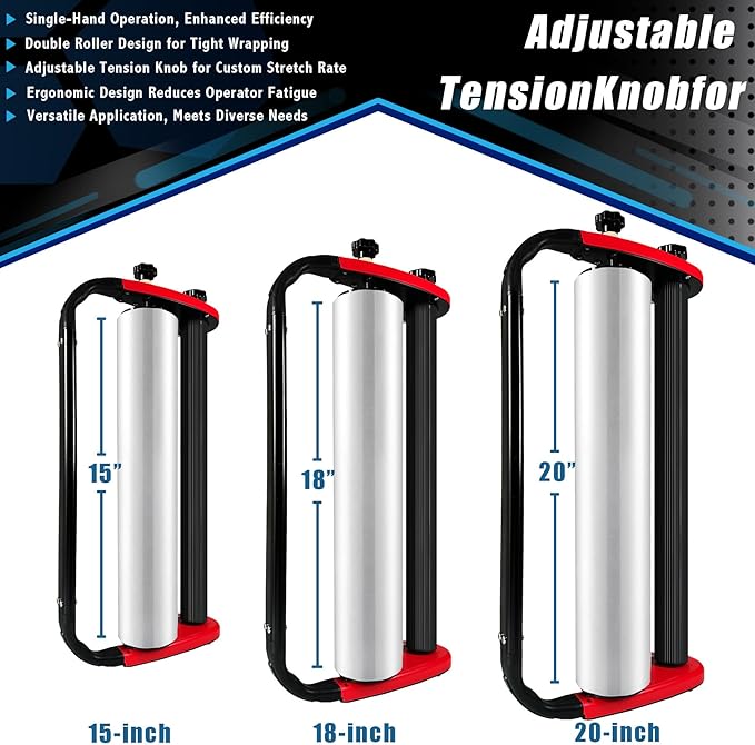 Ergonomic Stretch Film Dispenser - Reduces Operator Fatigue, Shrink wrap Handle for Warehousing, Logistics, Pallets, Commercial, and Home Use (15-in Dispenser for 15-in Stretch Film)