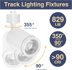 10W LED White Track Lighting Heads, H Type Track Lighting Rail Ceiling Spotlight for Accent Task Wall Art Exhibition Lighting, and Wall Art Display Illumination 3000K-5700K, CRI90+ (6-Pack