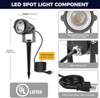 L LOHAS LED 5W Plug in Spotlight Outdoor, 3000K Warm White Landscape Lighting, IP66 Waterproof Spot Lights for Yard, Garden, House, Pathway, Plant, UL Listed (1 Pack)