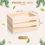 Gerrii 12 Pcs 8'' Small Wooden Crates for Crafts Unfinished Crates Centerpiece Mini Rustic Wood Basket Box for Display Storage Milk Wine Closet Home Bathroom Kitchen Office Decor