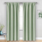 JIUZHEN Blackout Curtains for Bedroom - Thermal Insulated Room Darkening Rod Pocket Curtains for Living Room, Set of 2 Panels with Tiebacks, 42 x 84 Inch Length, Light Green