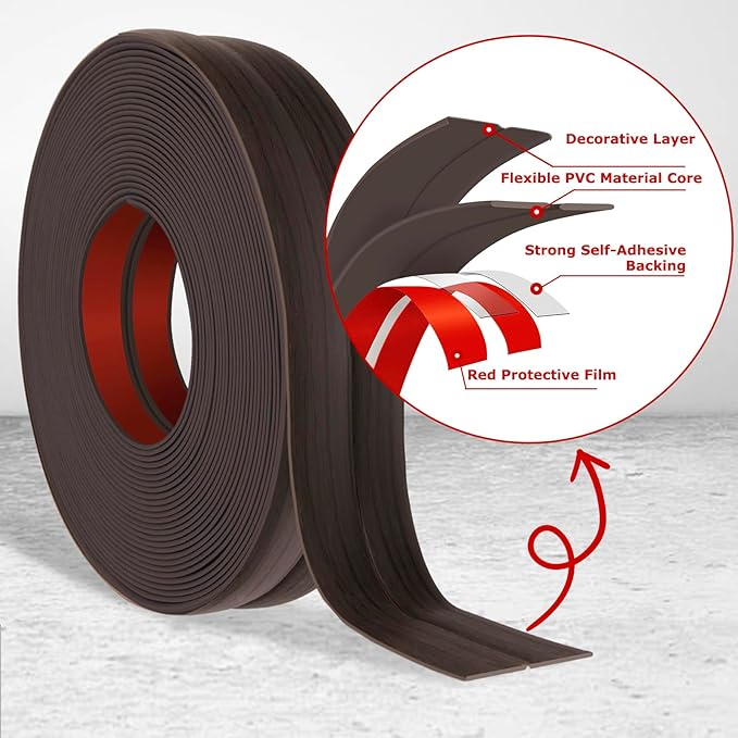 Flexible Wall Corner Protector Moulding Trim Peel and Stick Wall Corner Guards Edge Protector Self Adhesive Molding Trim Strip for Edge Ceiling (Dark Walnut Wood Grain, 1.6 in x 10 Ft)