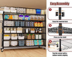 PrimeZone 6 Tier 80.7" H x 55.5" W x 24" D Wire Shelving with Wheels 3600lbs NSF Certified Storage Shelves Heavy Duty Metal Shelf Adjustable Rolling Rack Commercial Garage Restaurant Warehouse 6Pack