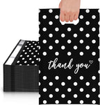 JinRuiKJ Poly Mailers with Handle 14.5x19 Inch 50 Pcs, Easy to Carry Packaging Bags for Small Business, Thank You Shipping Bags with Self Adhesive Strip, Tearproof and Waterproof - White Polka Dot