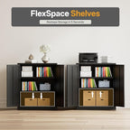Metal Garage Storage Cabinets，Metal File Cabinet with 2 Adjustable Shelves, Lockable Storage Cabinets for Office, Home, Garage, Warehouse 36" H x 31.5" W x 15.7" D (Black)
