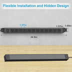 HHSOET 360° Rotating 12 Outlet Mountable Power Strip, Aluminum Alloy Long Power Strip Extension Cord, Heavy Duty Wall Mount Surge Protector with Switch, Works Great and Very Versatile, 6ft Power Cord.