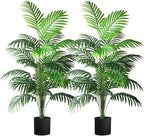 4ft 2pcs Large Artificial Plants Fake Palm Tree Tropical Palm Leaves Faux Palm Plants Tall Tree Indoor Real Touch Plastic Monstera Leaves for Home Garden Outdoor Office Decor (4ft/125cm-2pcs)
