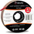 Wirefy 1/4" Heat Shrink Tubing - 4:1 Ratio - Adhesive Lined - Resistant Heat Shrink - 50 Feet Roll - Red