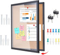 Enclosed Bulletin Board 20x26 Inch Indoor Outdoor Tamper-Proof Cork Wall-Mounted Notice Board with Rust-Resistant Aluminum Frame & Lock for Hospital, Restaurant Kitchen, Office (Black Frame)