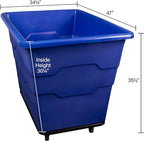 Commercial 16 Bushel Utility Cart with Steel Base, Poly Box Basket Truck, Laundry Cart, and Rolling Trash Bin, 47-Inch x 34.75-Inch x 35.5-Inch, 1000 Pound Weight Capacity, Gray