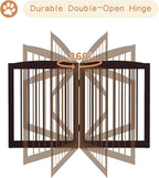 Freestanding Pet Gate for Dogs, Foldable Wooden Dog Gate for House, Indoor Pet Barrier for Stairs, Doorways, Support Feet Included, 24" Height 2 Panels, Brown