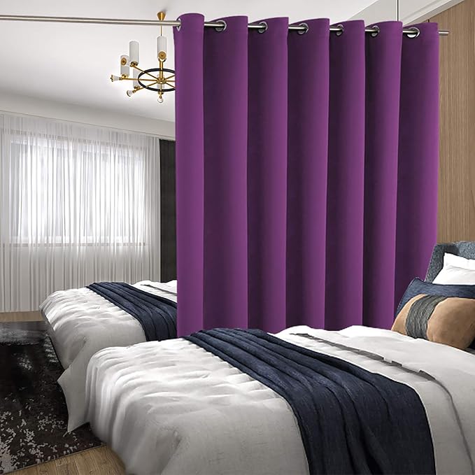 BGment Purple Sliding Door Curtain 96 Inch Long - Wide Room Darkening Room Divider Curtain for Bedroom Privacy Themral Insulated Grommet Room Separator Drape, 1 Panel, 100 X 96