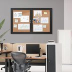 Mifuro 48"x30" Enclosed Bulletin Board, Outdoor Lockable Weather-Resistant Aluminum Cork Noticeboard for School & Office,Black Frame w/Cork