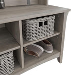 Bush Furniture Salinas Hall Tree with Shoe Storage Bench in Driftwood Gray, Multi-Purpose Home Organizer, Entryway Solution with Seating and Hooks