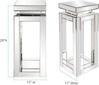 Howard Elliott Small Silver Mirrored Pedestal Accent Table for Home Decoration, Mirrored Finish Design End Table for Bedroom, Entryway or for Any Room, 12 x 12 x 28 Inches