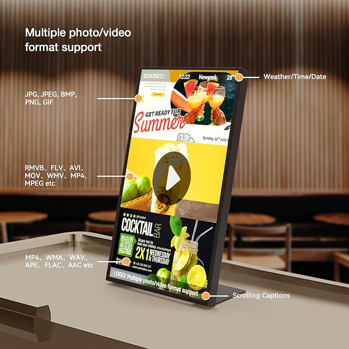18.5 Inch HD 500 Nits Desktop Digital Signage Retail Store Payment Kiosk Commercial Display Advertising Screen Android with HDMI in,Digital Media Player