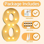 Marquee Numbers 4 Feet Tall Large Light Up Numbers 8th 18th 80th Birthday Decorations Big Yellow Light Outdoor Anniversary Decorations Balloon Arch Kit Party Backdrop 8