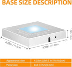 EUSTUMA LED Light Base Square Display Stand In A Variety of Colors,Lighted Up Stand Color Changing LED for 3D Glass Crystal Art,Holiday Party Decoration. (Large silver, Large)